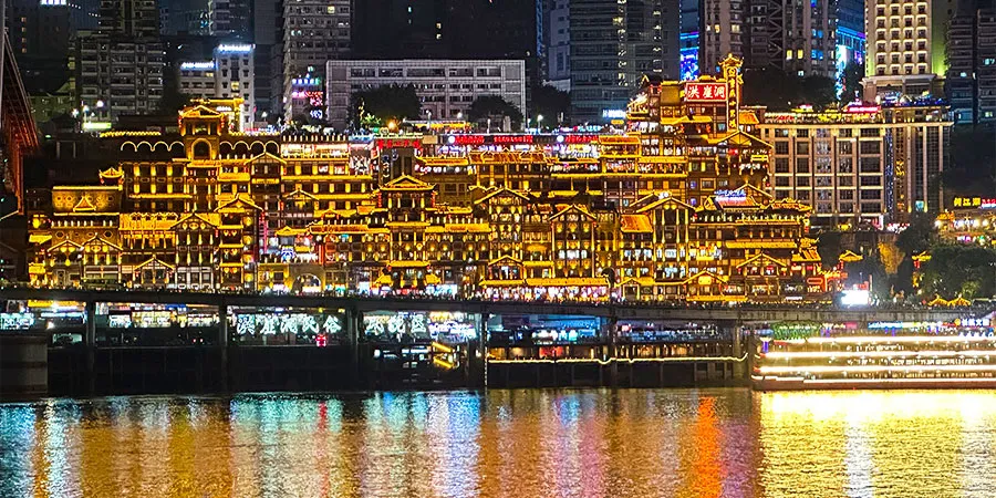 Stunning Night View at Hongya Cave