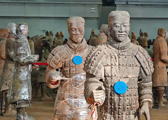 Terracotta Warriors Wrapped by Cling Film