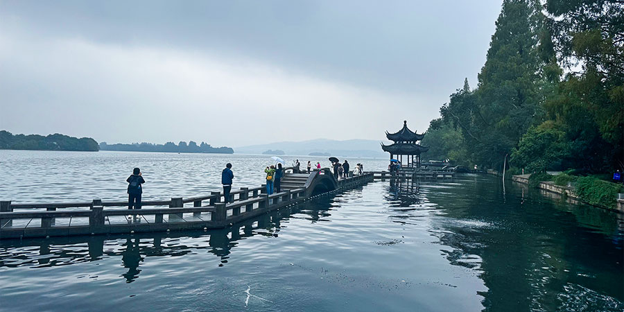 East Lake on Rainy Day of Wuhan