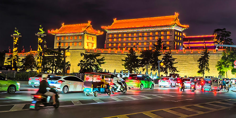 Illuminated Fortifications of Xi'an at Night