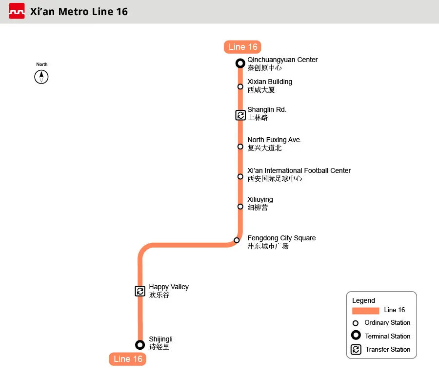 Map of Xi'an Metro Line 16