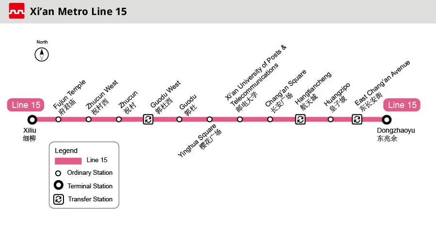 Map of Xi'an Metro Line 15