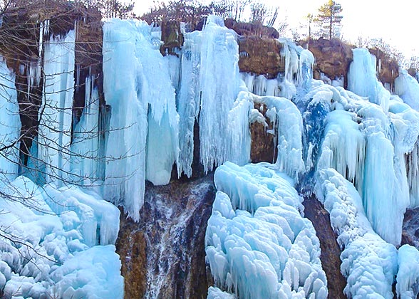 Iconic Blue Ice Scenery in Winter