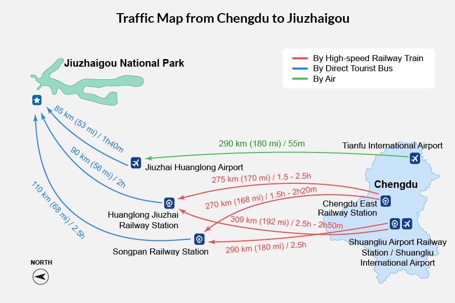 Traffic Map from Chengdu to Jiuzhaigou Traffic Map from Chengdu to Jiuzhaigou