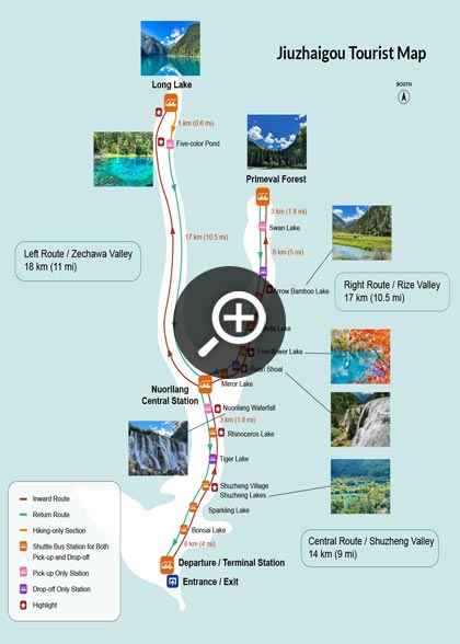 Tourist Map of Jiuzhaigou National Park Tourist Map of Jiuzhaigou National Park