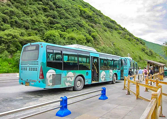 The Sightseeing Bus in Huanglong Scenic Spot