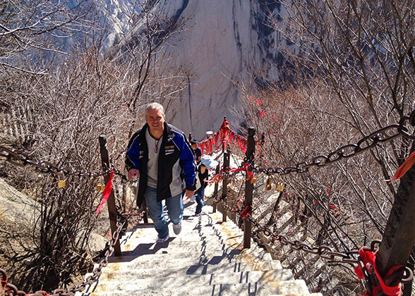 Tourist on Dangerous Pass of Mt. Hua
