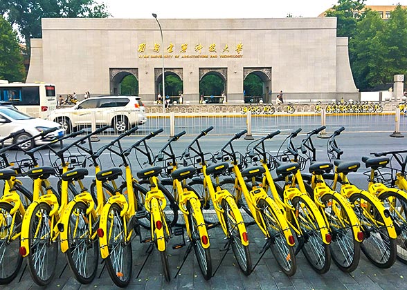 Neatly Arranged Shared Bikes in Xi'an Neatly Arranged Shared Bikes in Xi'an