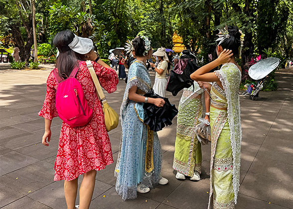 Tourists Wearing Local Clothing