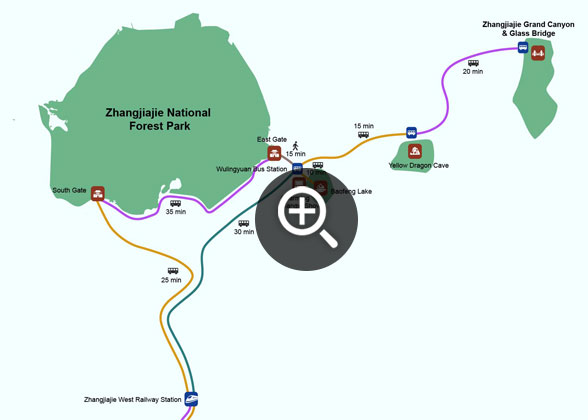 Zhangjiajie Attractions Map