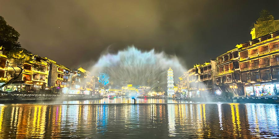 Water Curtain Fountain on Tuojiang River