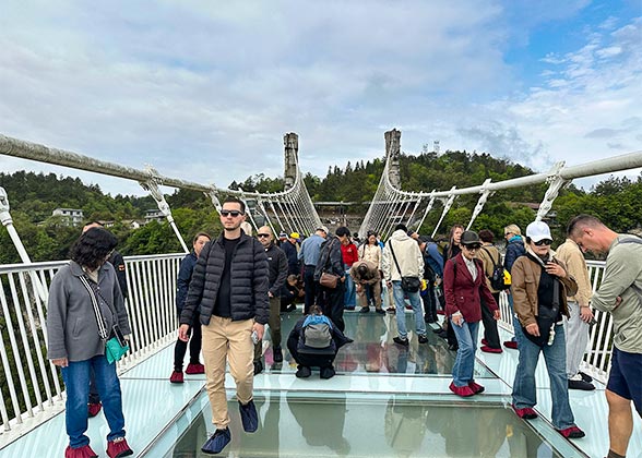 Crowded Glass Bridge