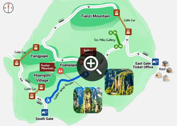 Map of Zhangjiajie Forest Park